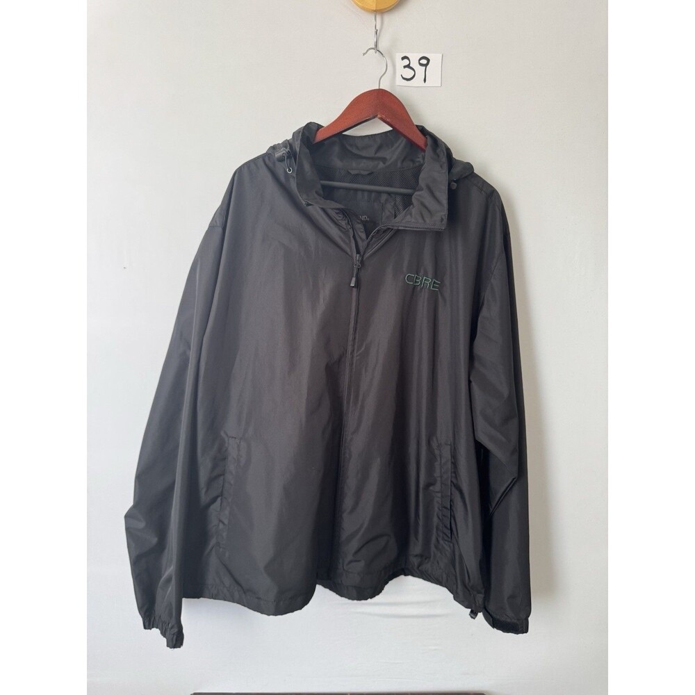North End Men’s 2XL Black CBRE Hooded Windbreaker Jacket Full Zip Lightweight